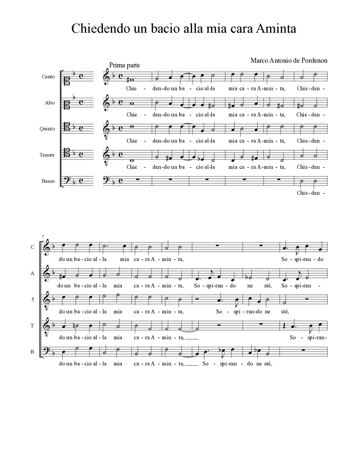 Chiedendo un bacio alla mia cara Aminta - Page 1