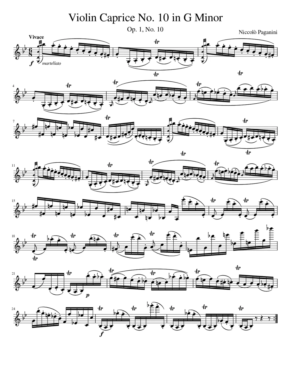 24 Caprices for Solo Violin Op.1 - Page 1