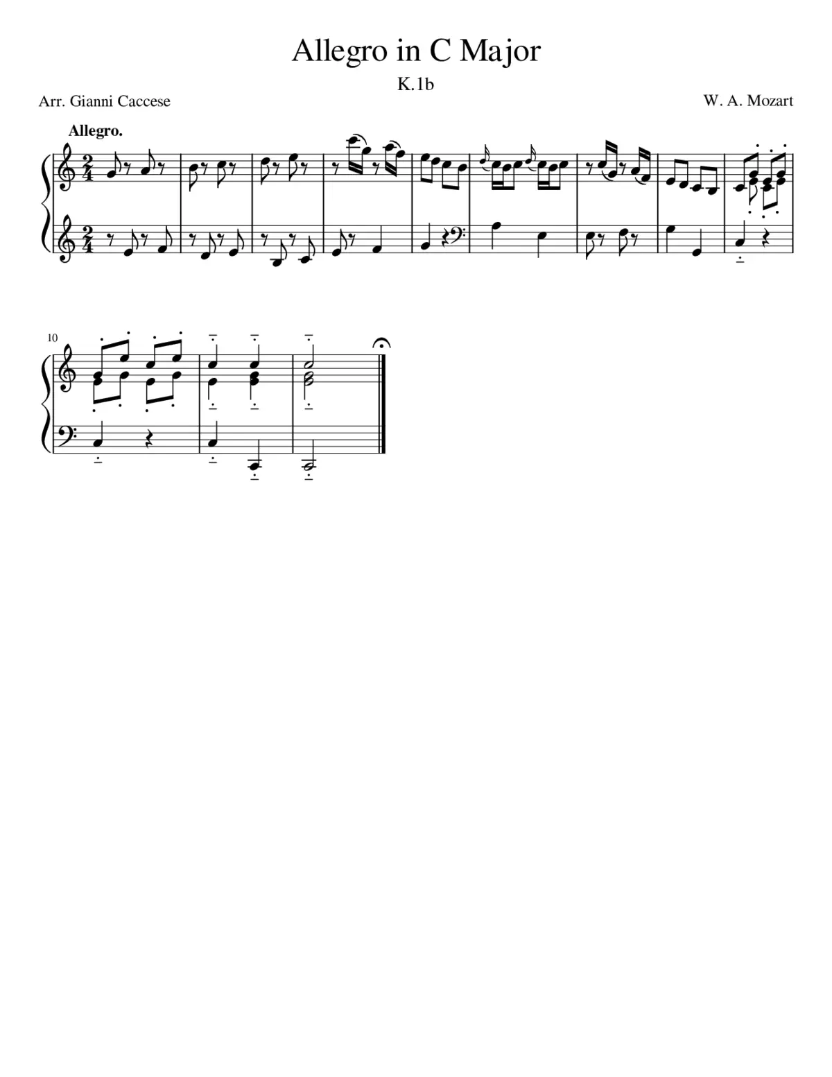 Allegro in C Major - K. 1b - Page 1