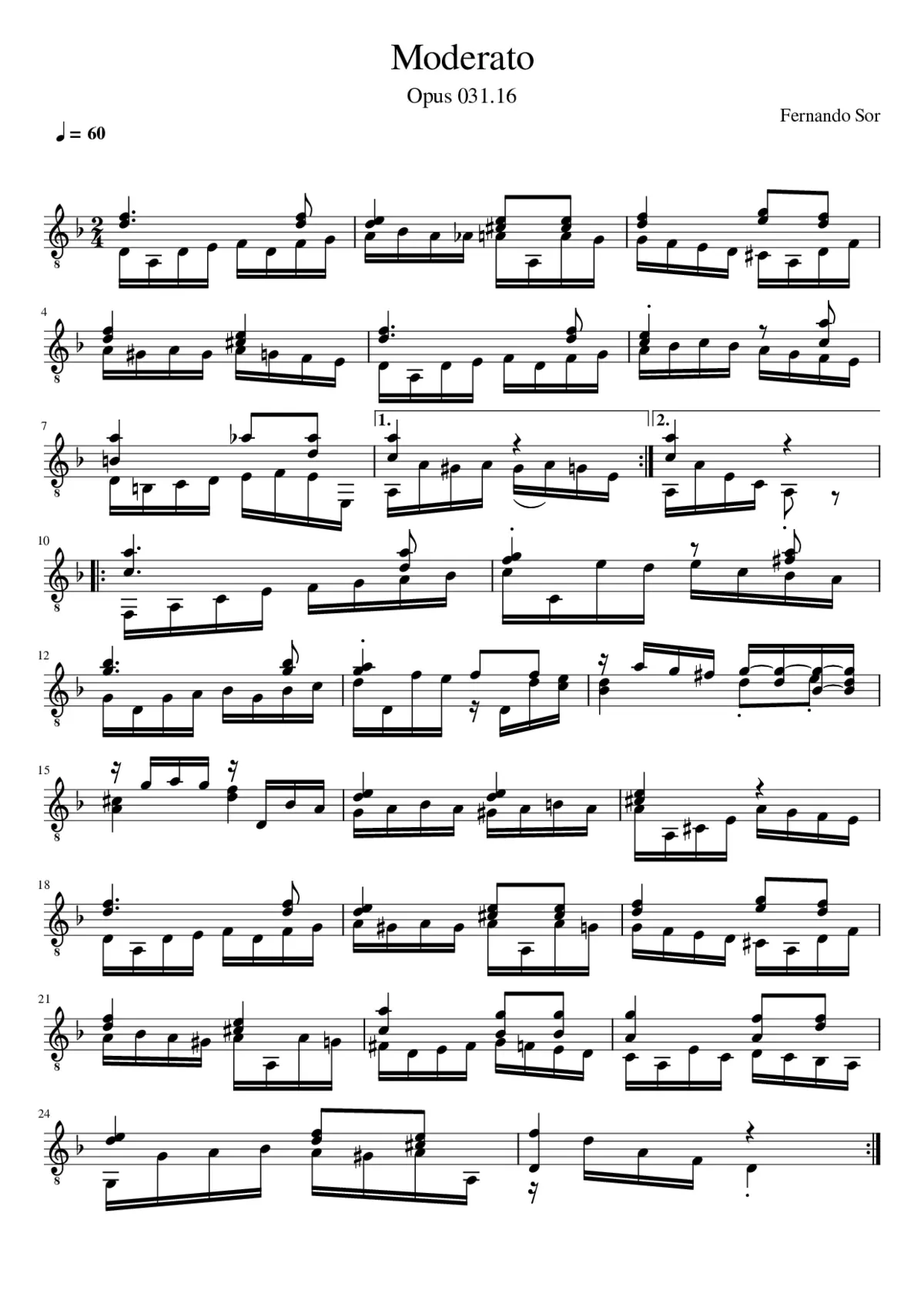 Fernando Sor - Opus 31.16 - Moderato - Page 1