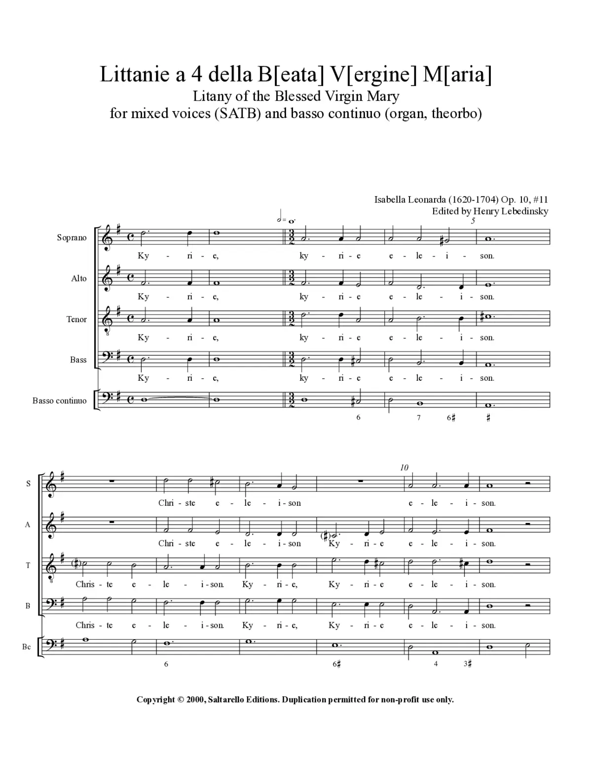 Litany of the Blessed Virgin Mary, Op. 10, No. 11 - Page 1