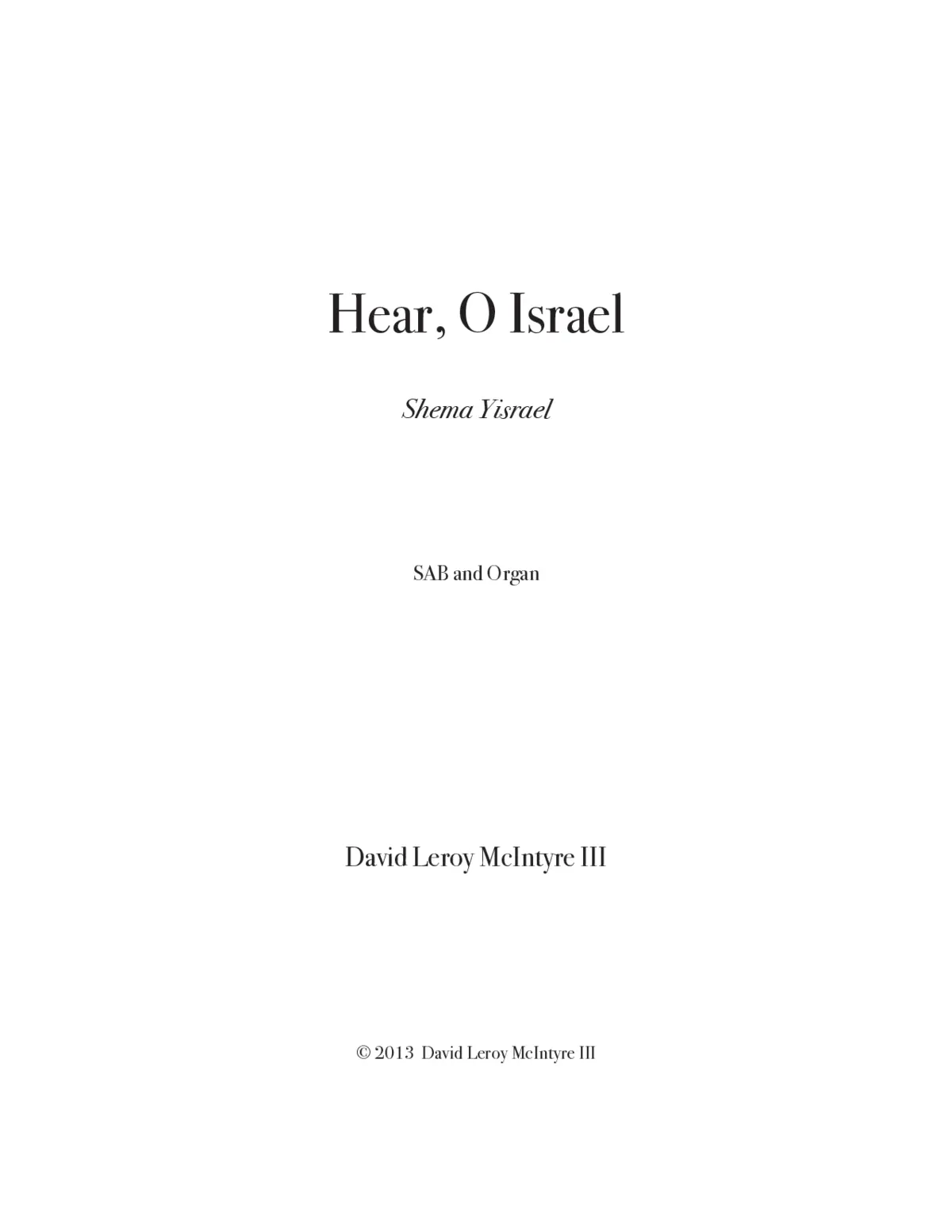 Hear, O Israel - Page 1