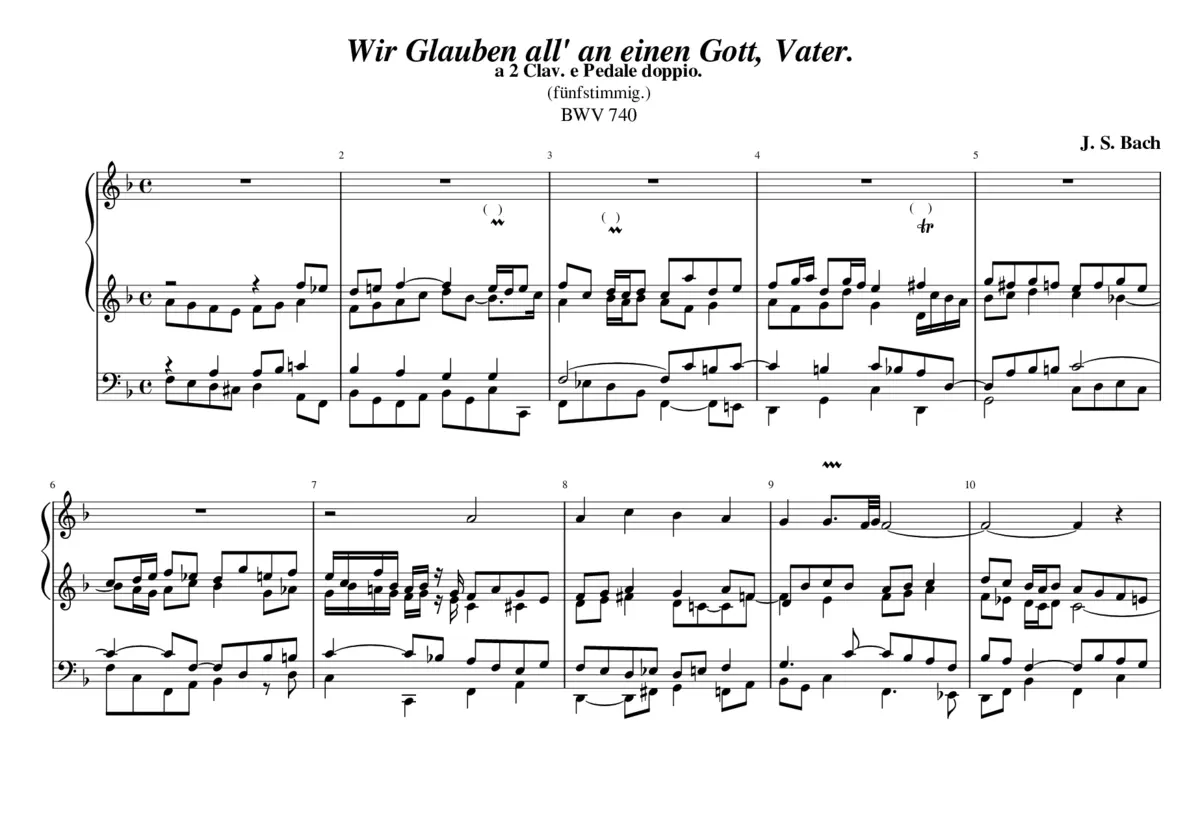 Wir glauben all' an einen Gott Vater BWV 740 - Page 1
