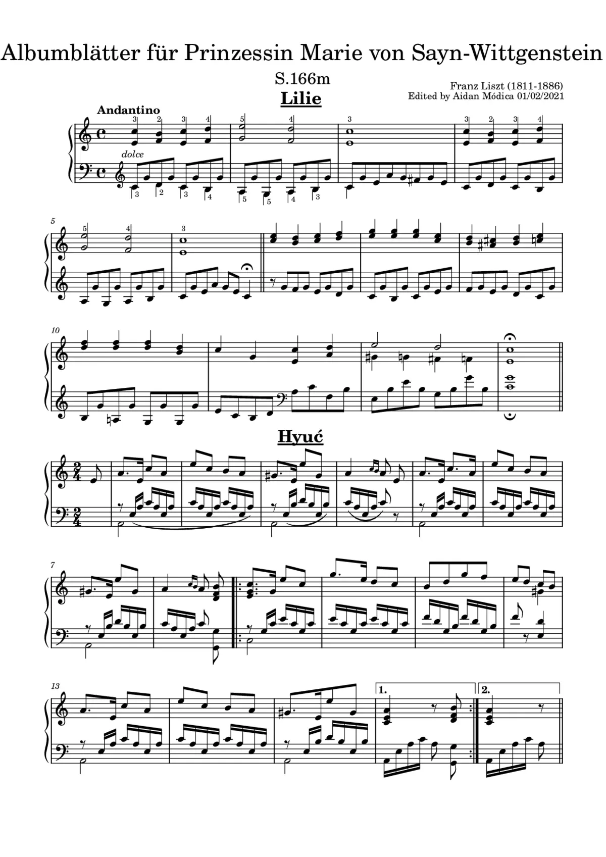 Albumblätter für Prinzessin Marie von Sayn-Wittgenstein - Page 1