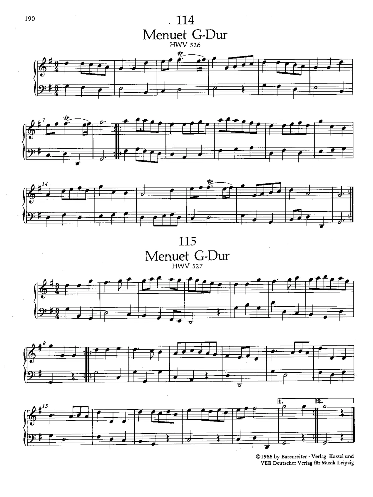 Minuet in G major, HWV 527 - Page 1