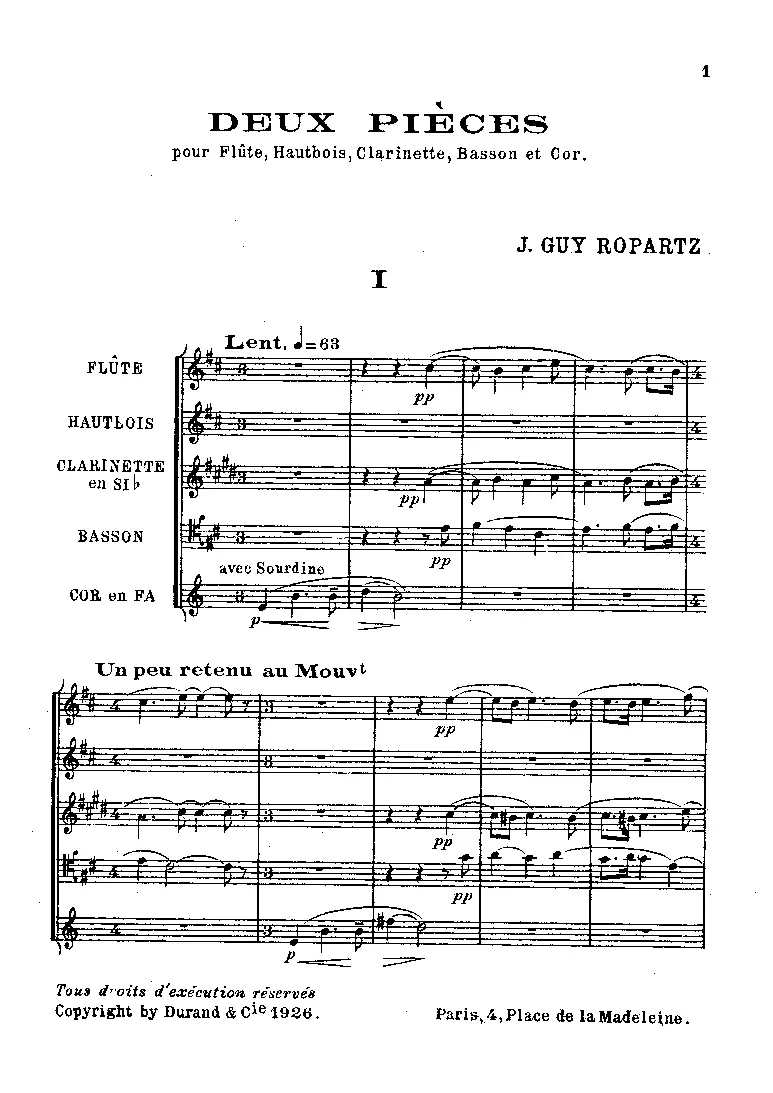 2 Pieces for Flute, Oboe, Clarinet, Bassoon and Horn - Page 1