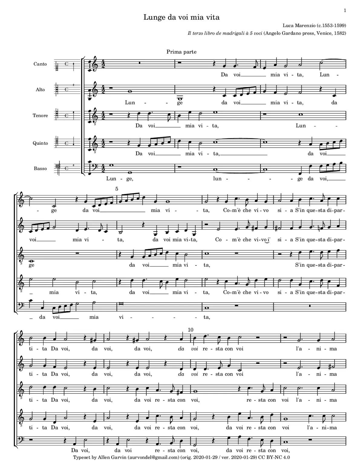 Lunge da voi mia vita - Page 1