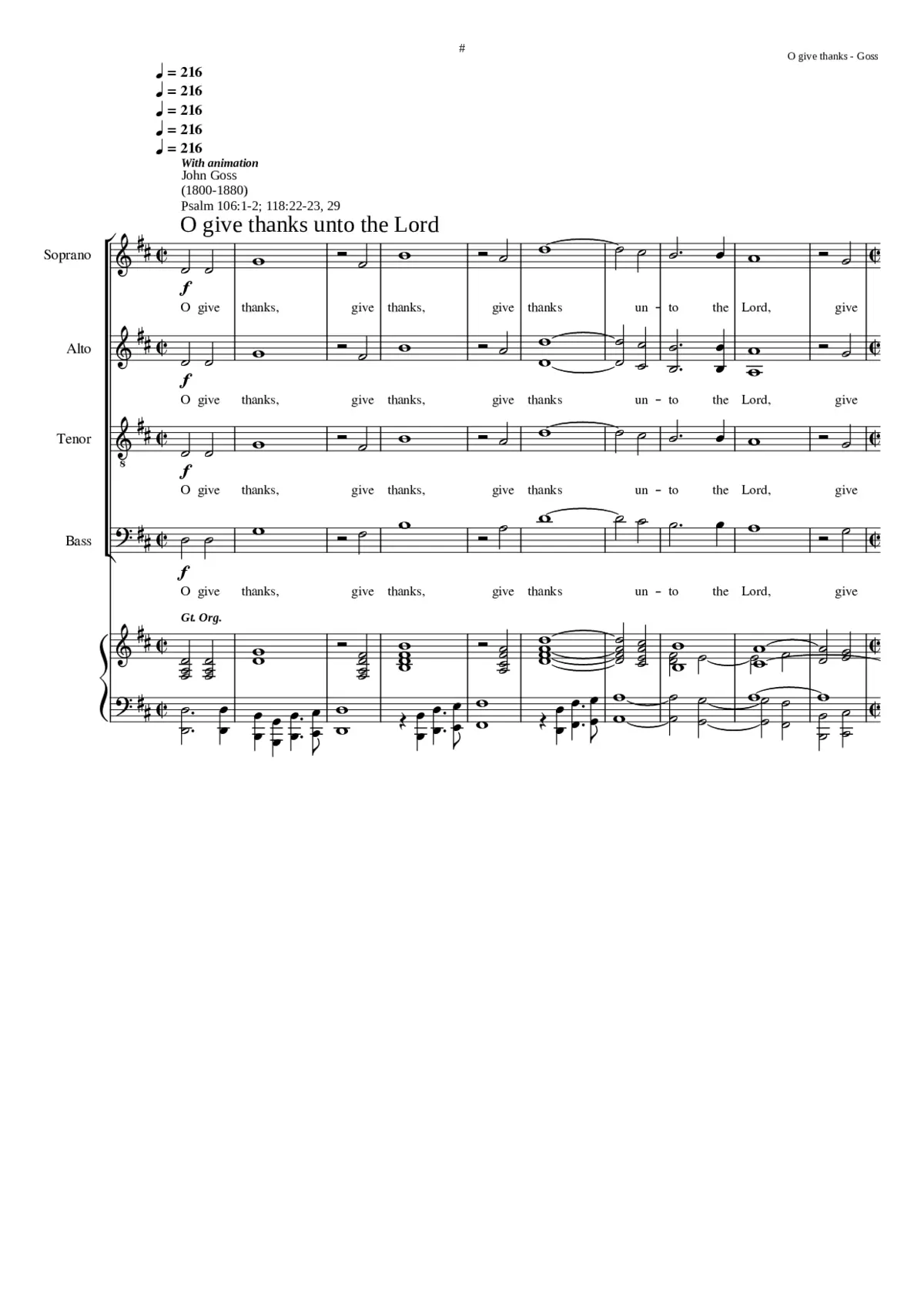 O give thanks unto the Lord - Page 1