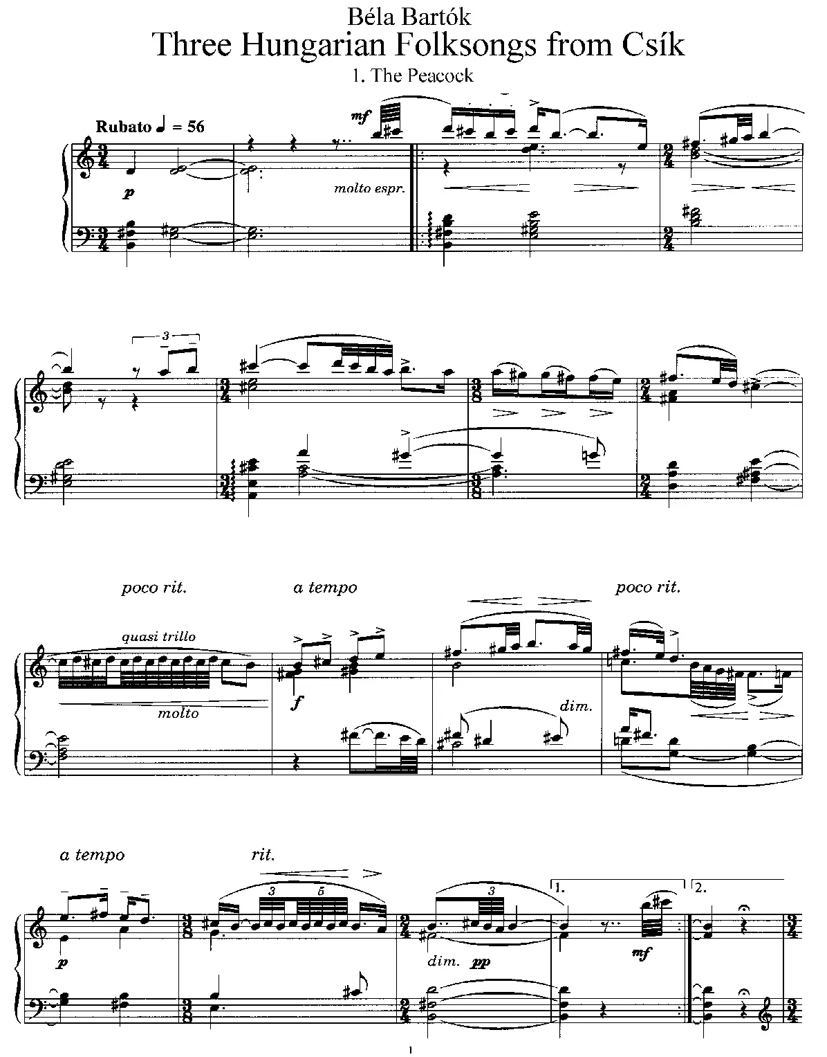3 Hungarian Folksongs from Csik - Page 1