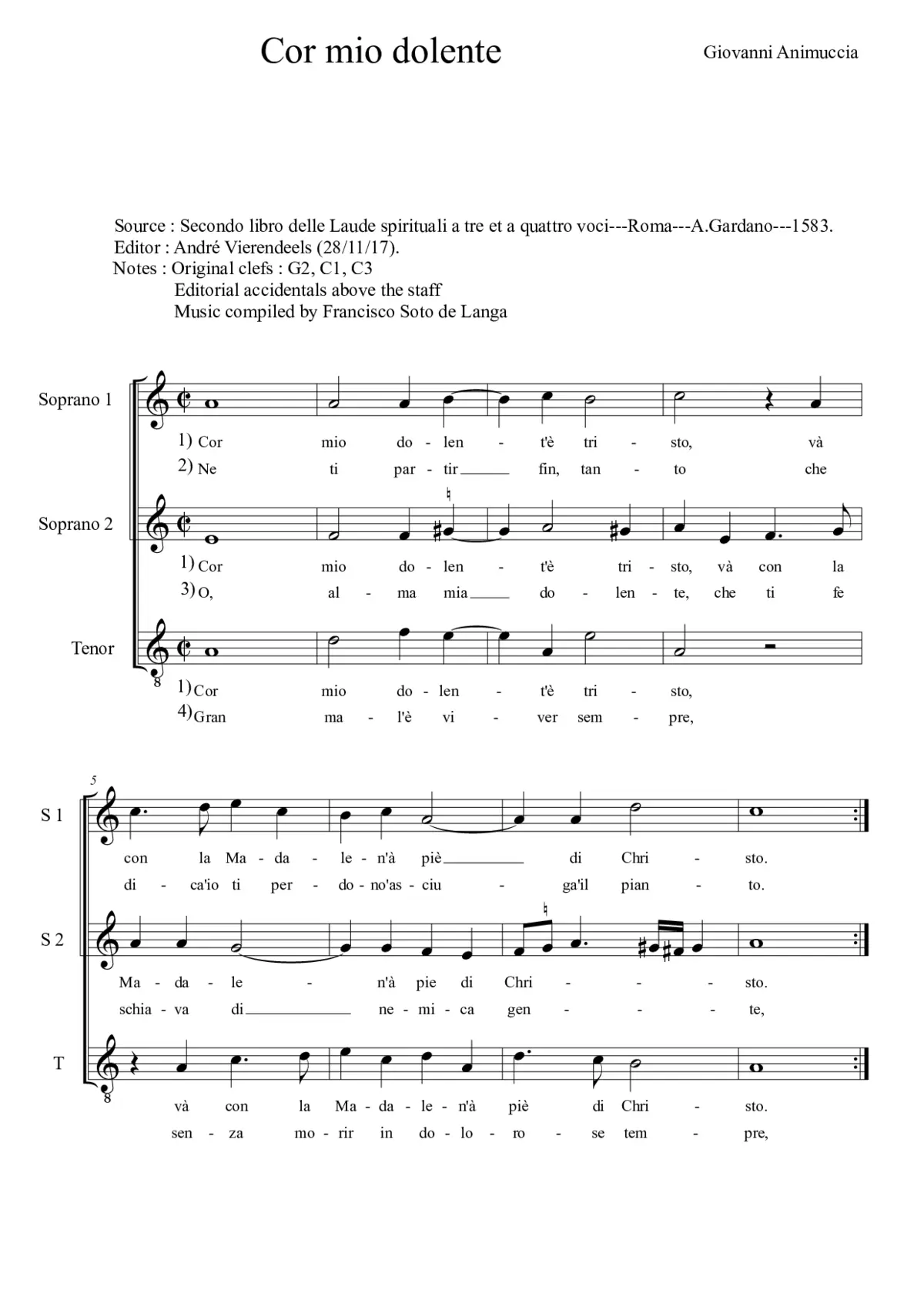 Cor mio dolente - Page 1