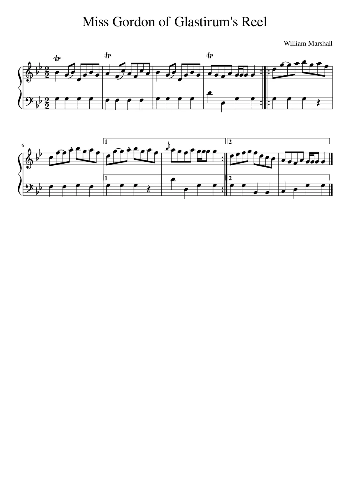 Miss Gordon of Glastirum's Reel - Page 1