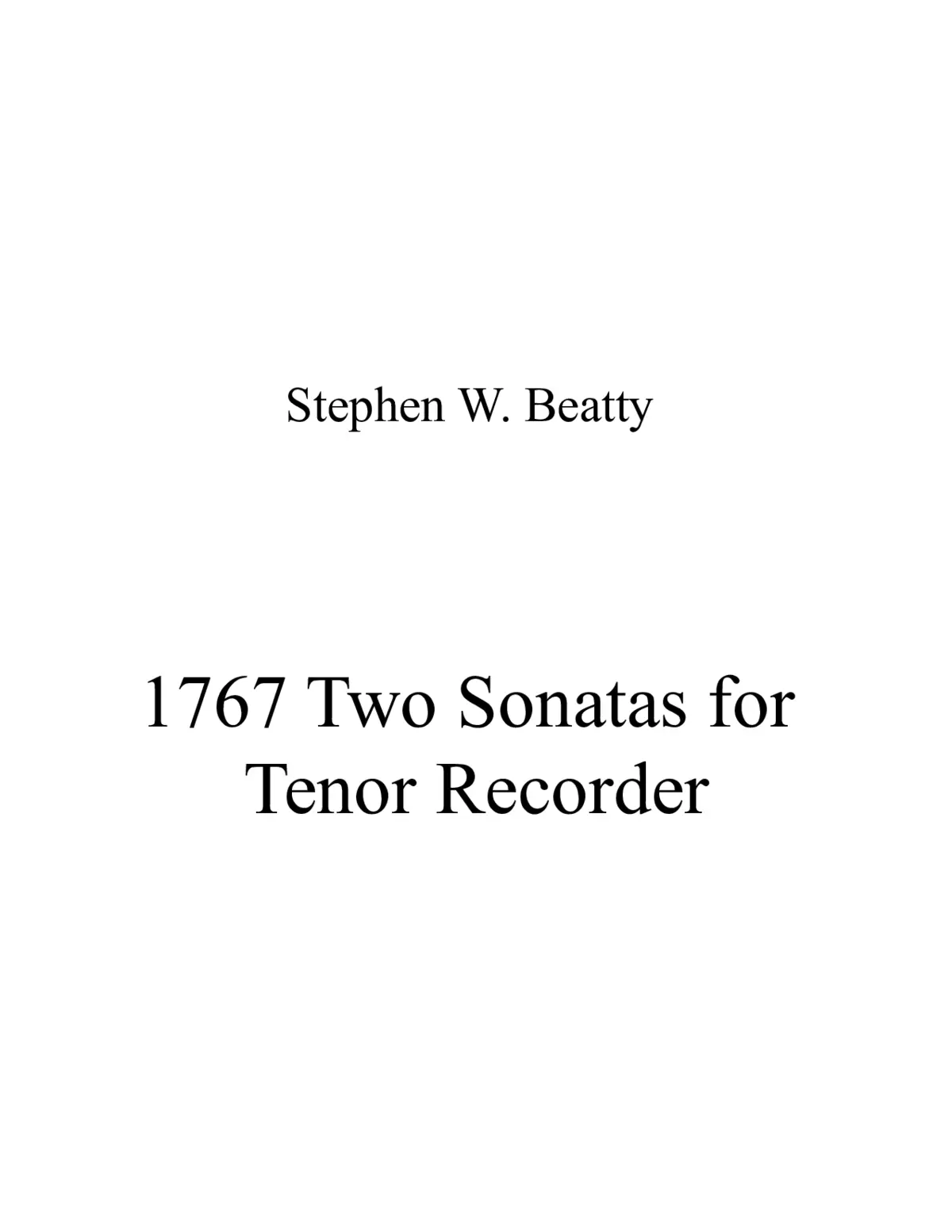 Two Sonatas for Tenor Recorder - Page 1