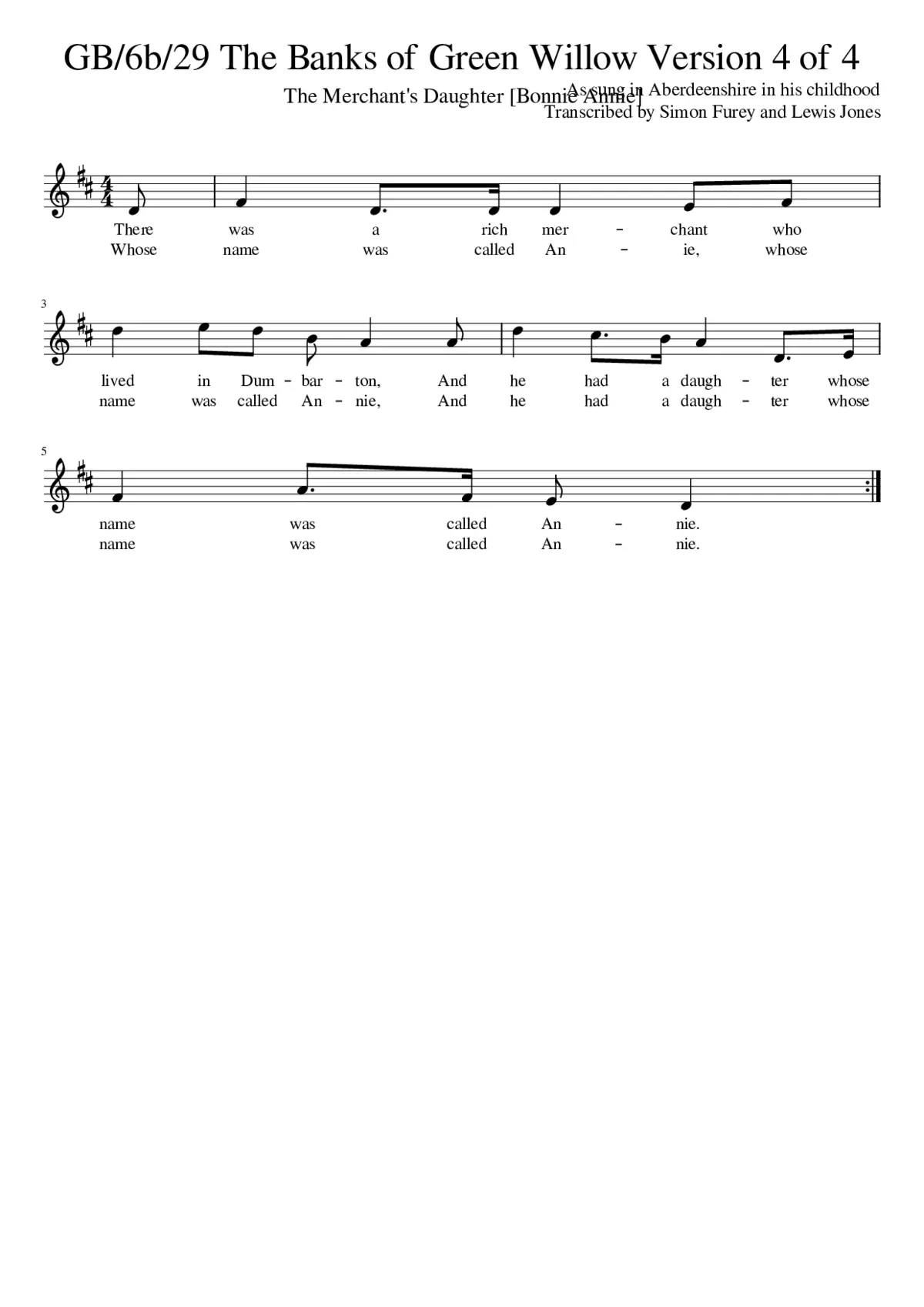 GB/6b/29 The Banks of Green Willow Version 4 of 4 - Page 1