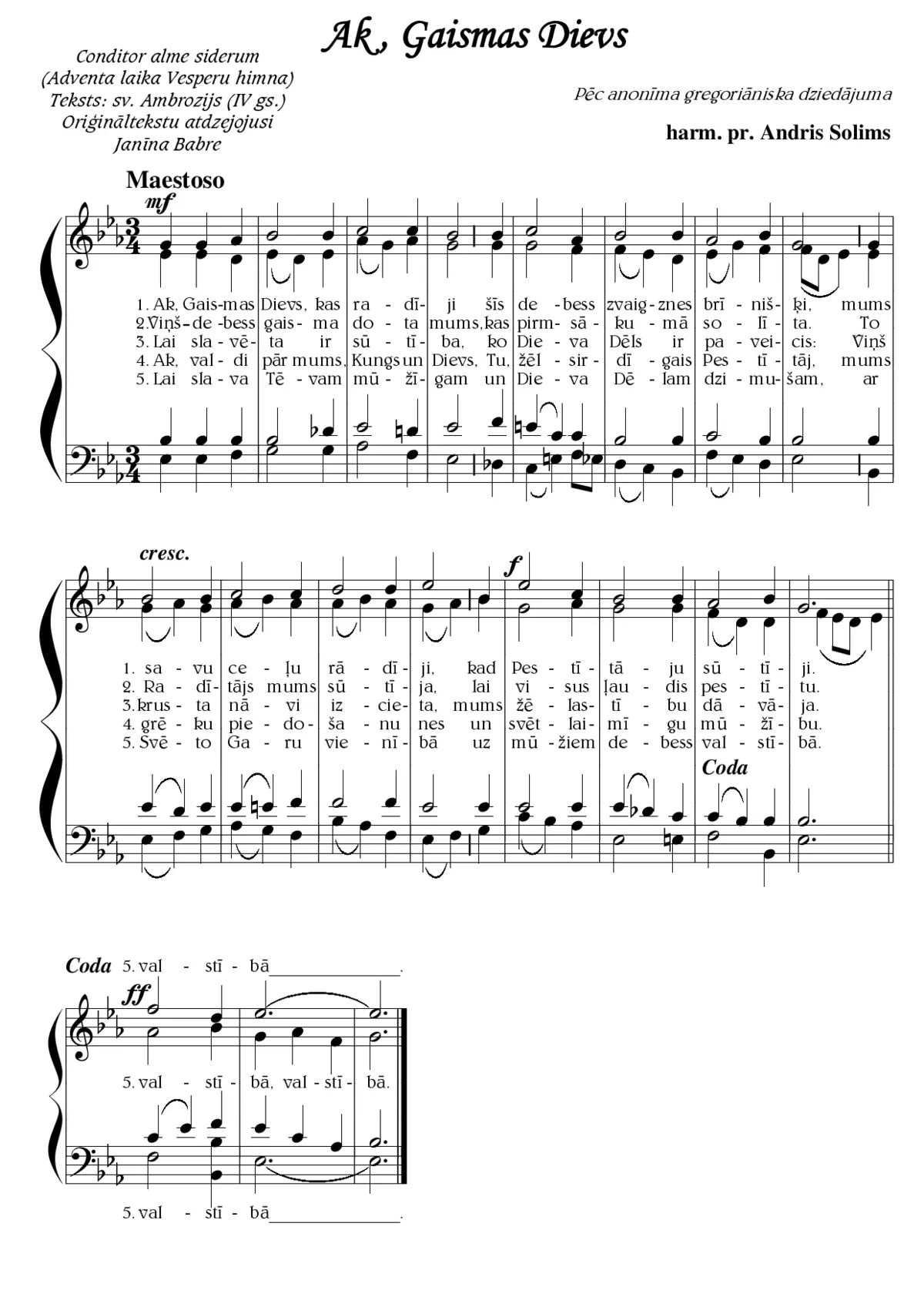 Ak, Gaismas Dievs (Andris Solims (harm.)) - Page 1