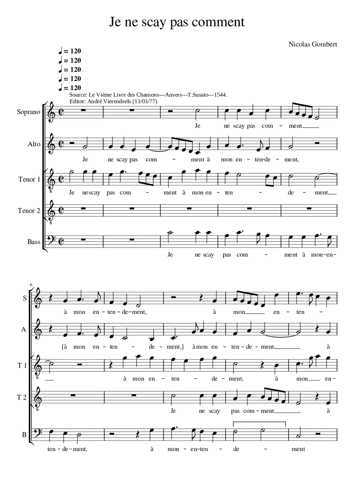 Je ne sçay pas comment - Page 1