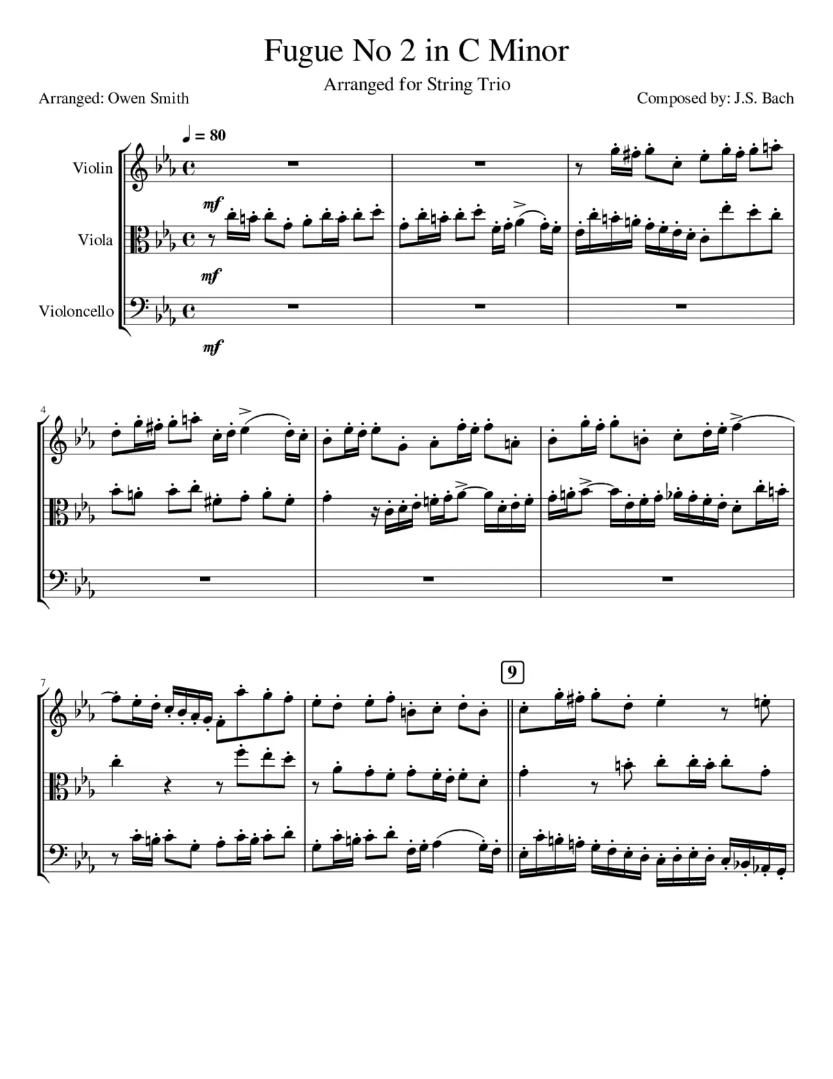 Prelude and Fugue in C minor BWV 847 - Page 1