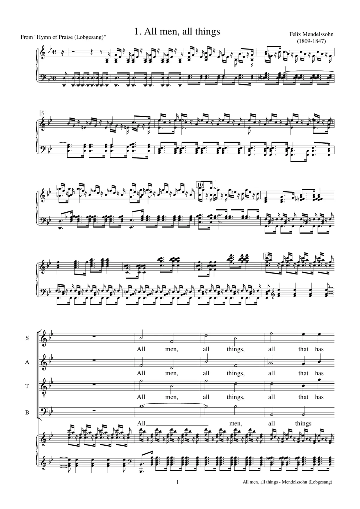 Hymn of Praise: No. 1 - All men, all things - Page 1