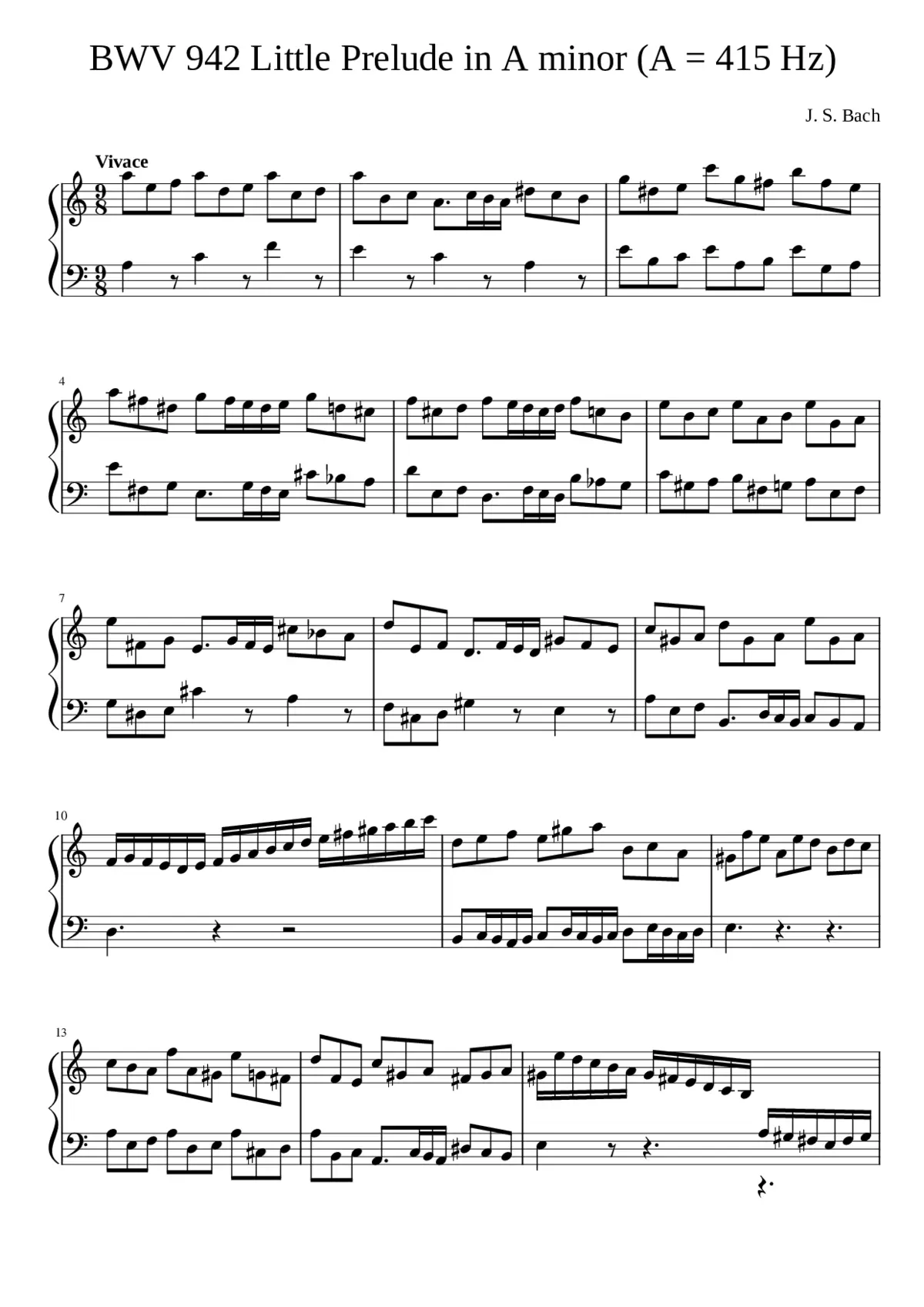 BWV 942: Prelude in A minor (A = 415 Hz) - Page 1