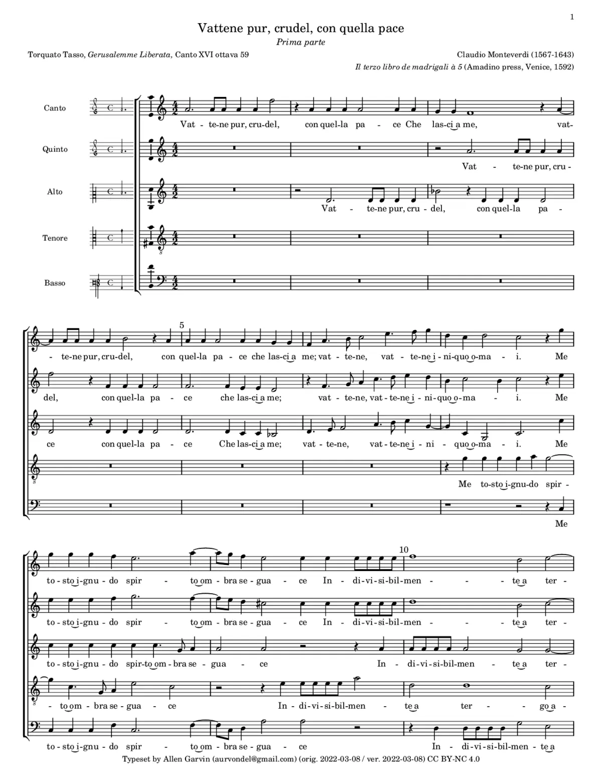 Vattene pur, crudel, con quella pace - Page 1