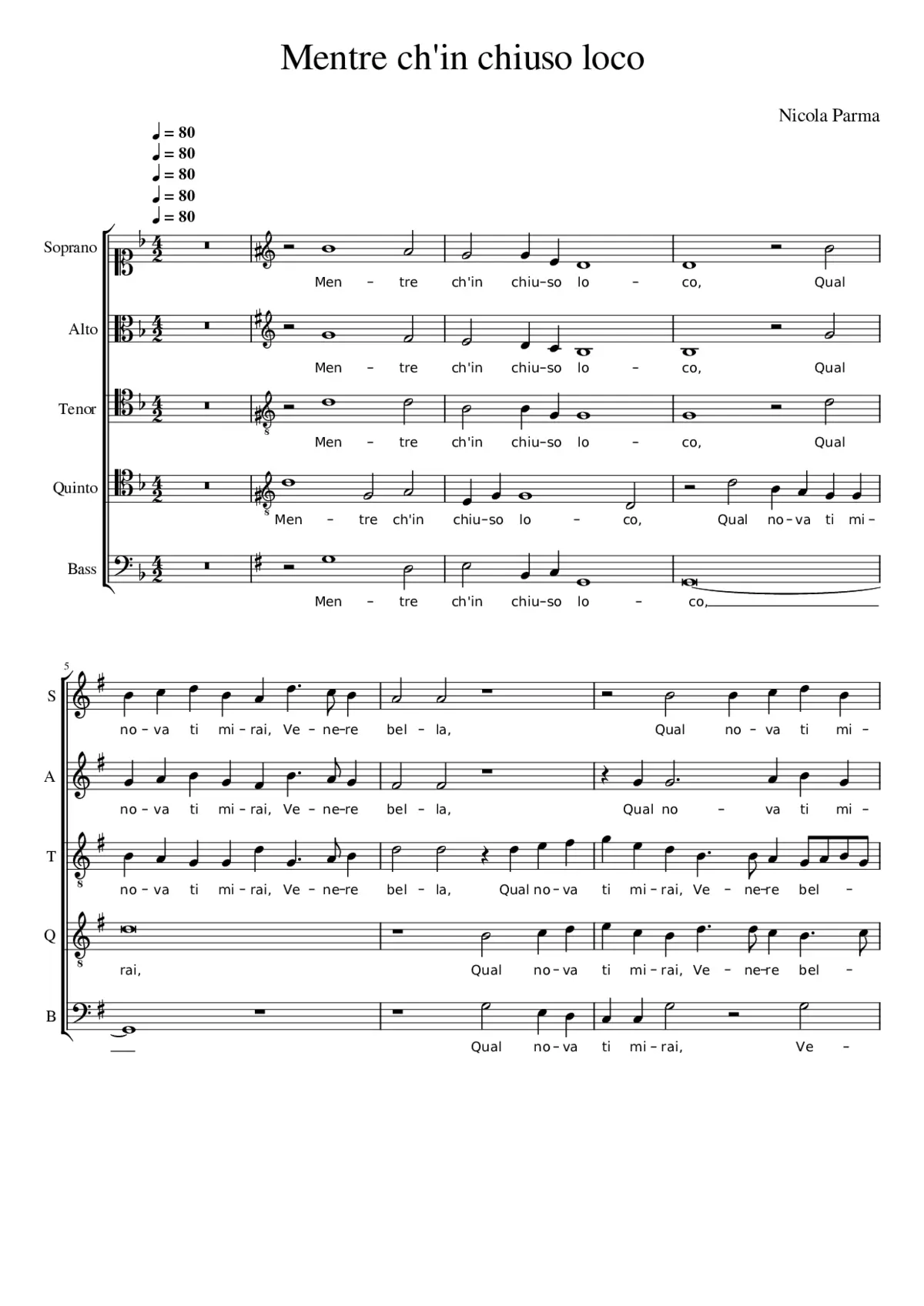 Mentre ch'in chiuso loco - Page 1