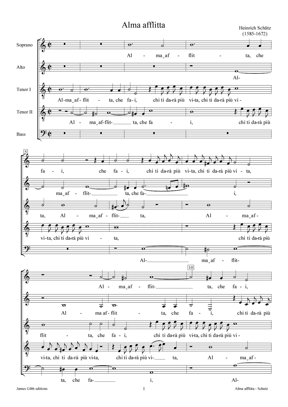 Alma afflitta, SWV 4 - Page 1