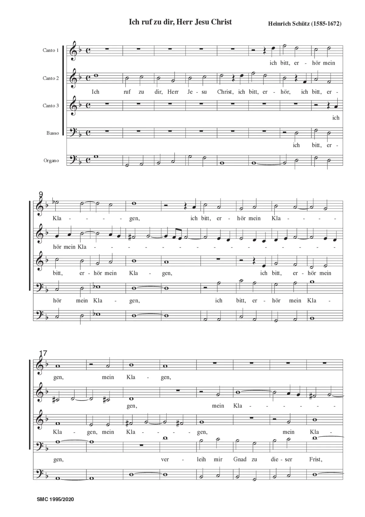 Ich ruf zu dir, Herr Jesu Christ, SWV 326 - Page 1