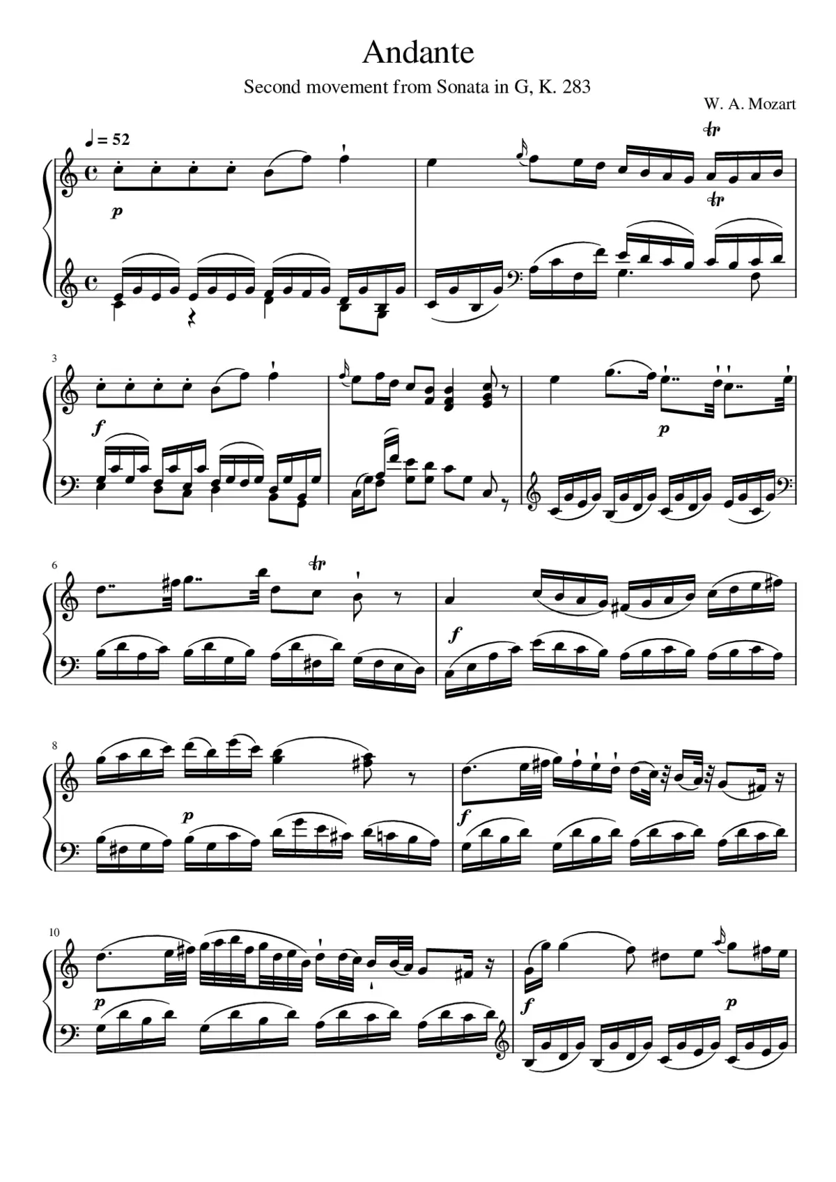 Sonata No. 15 In C Major - Andante - Page 1
