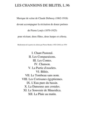 Musique de scène pour Les Chansons de Bilitis L.96