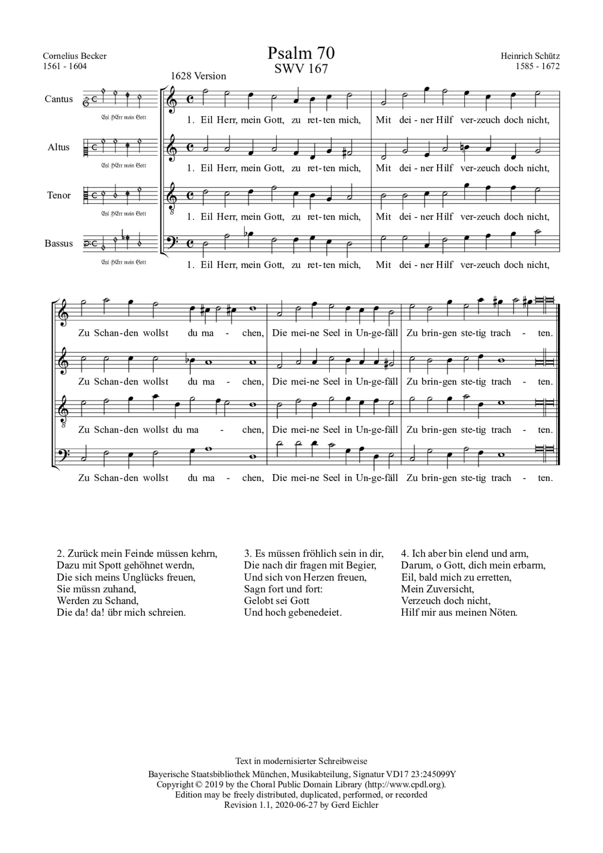 Eil, Herr mein Gott, zu retten mich, SWV 167 - Page 1