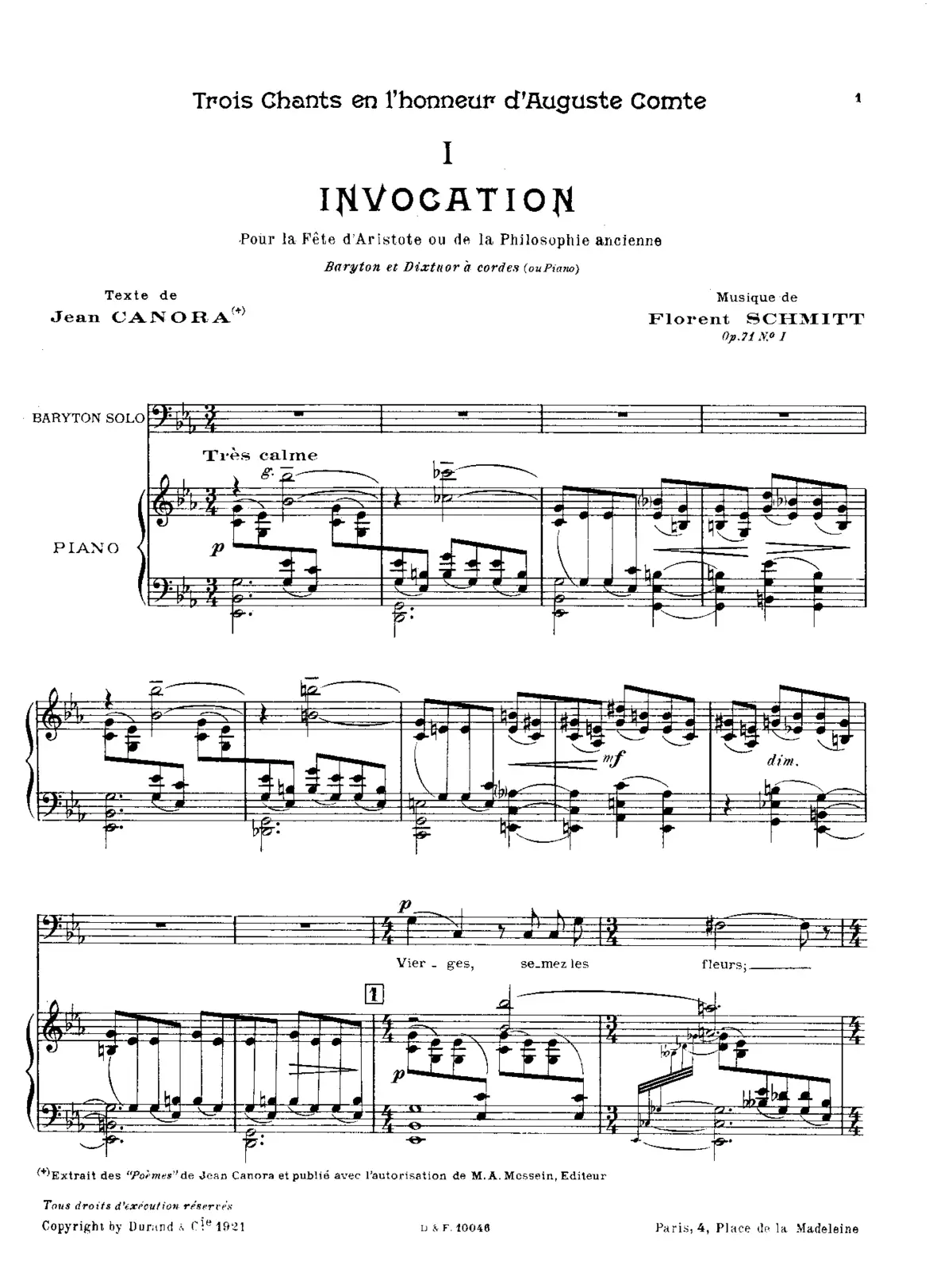 3 Chants en l'honneur d'Auguste Comte - Page 1
