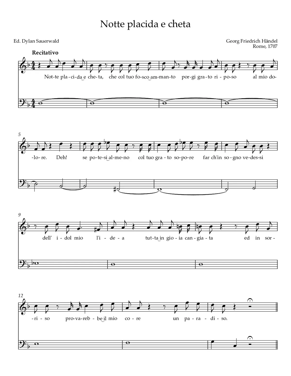 Notte placida e cheta - Page 1