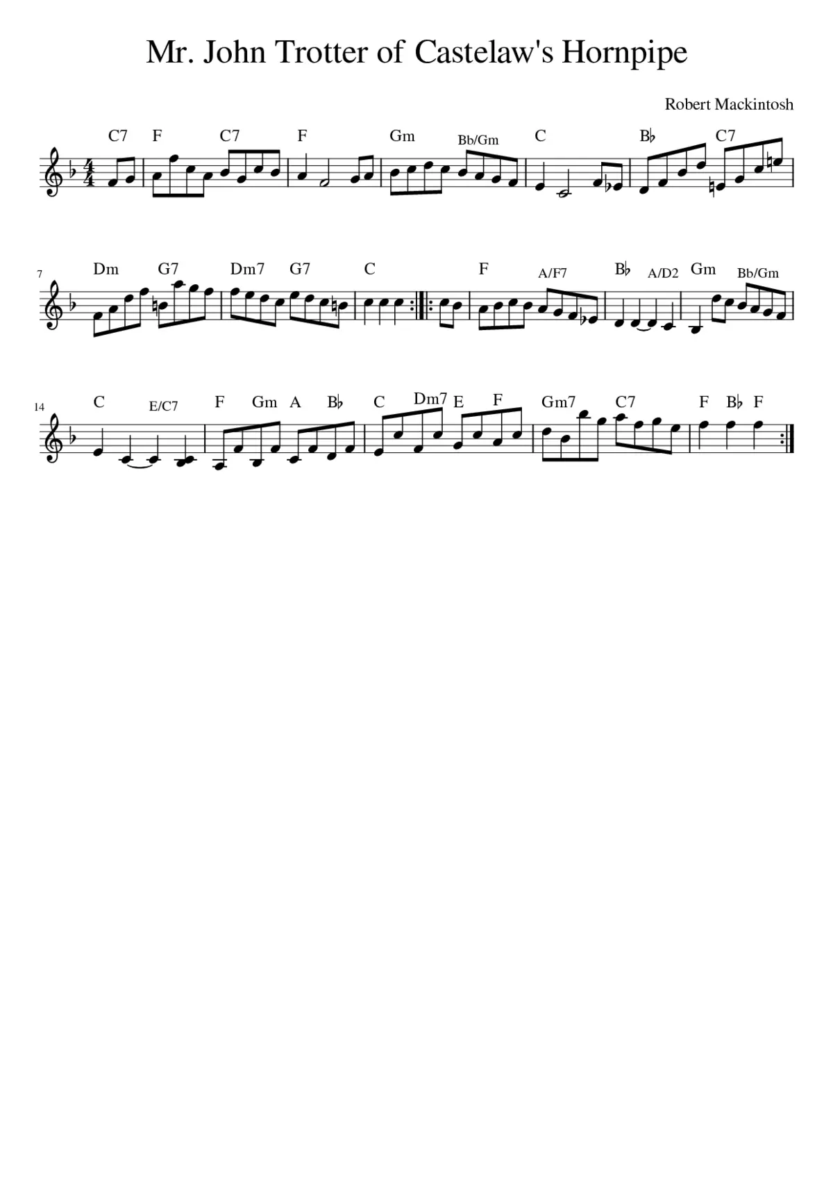 Mr. John Trotter of Castelaw's Hornpipe - Page 1