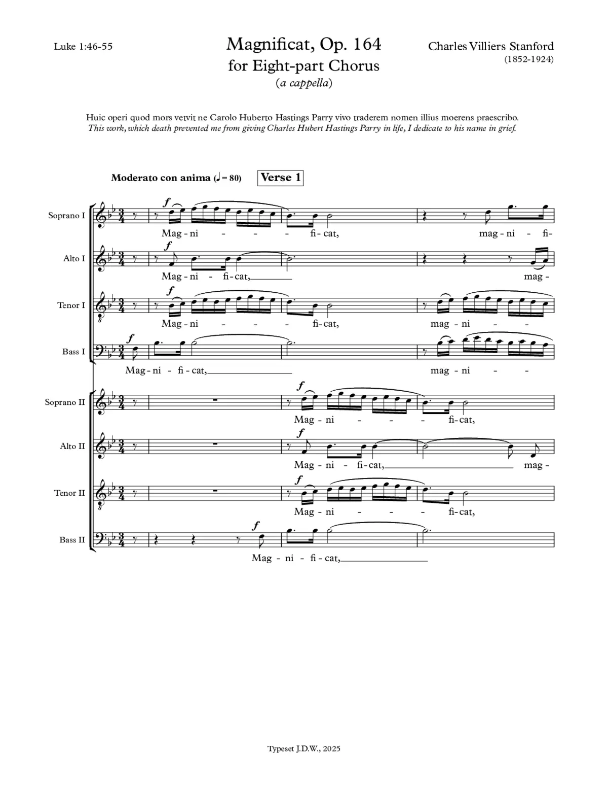 Magnificat for Eight-part Chorus, Opus 164 - Page 1