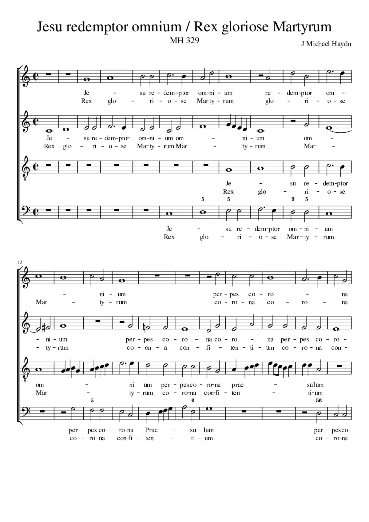 Jesu redemptor omnium (Rex gloriose martyrum) MH 329 - Page 1