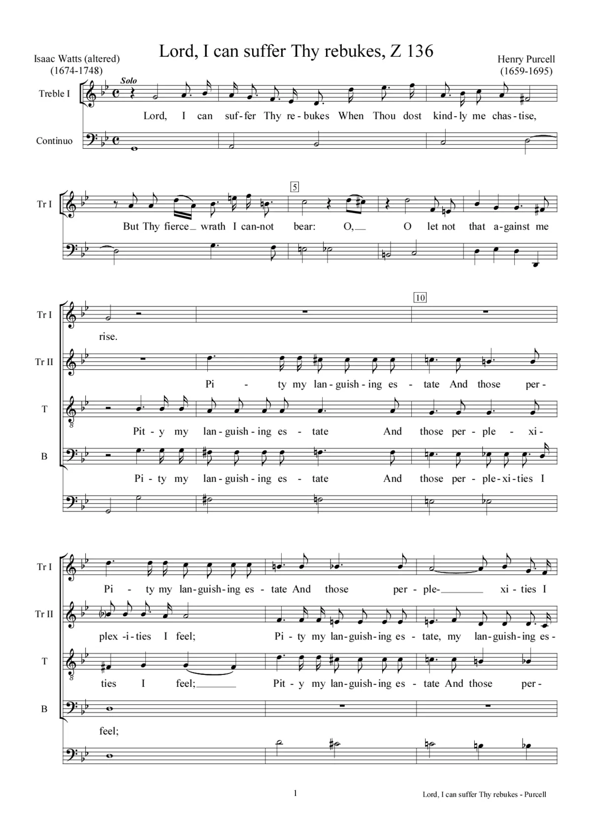 Lord, I can suffer thy rebukes, Z 136 - Page 1