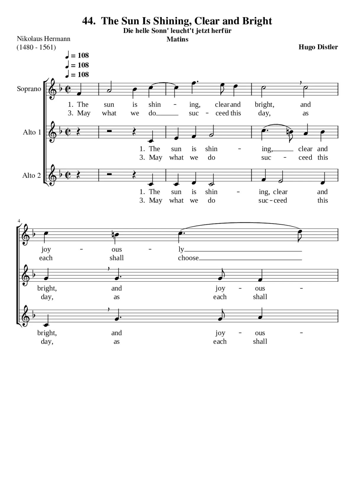 Die helle Sonn' leucht't jetzt herfür - Page 1