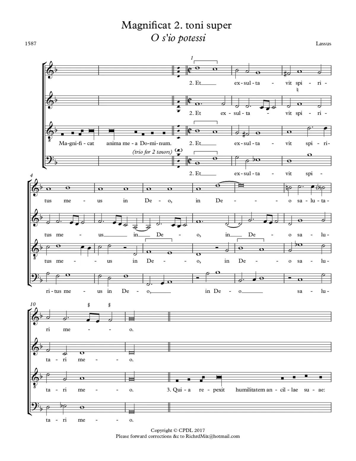 Magnificat O s’io potessi - Page 1
