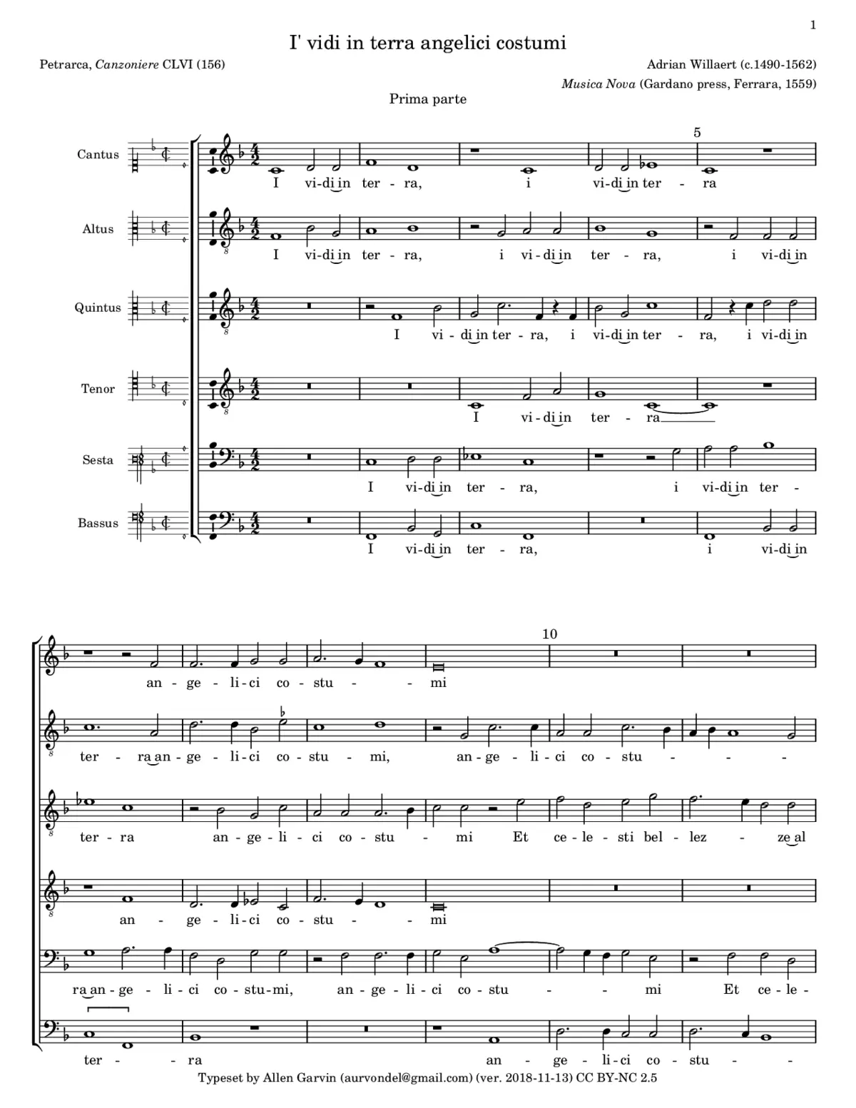 I' vidi in terra angelici costumi - Page 1