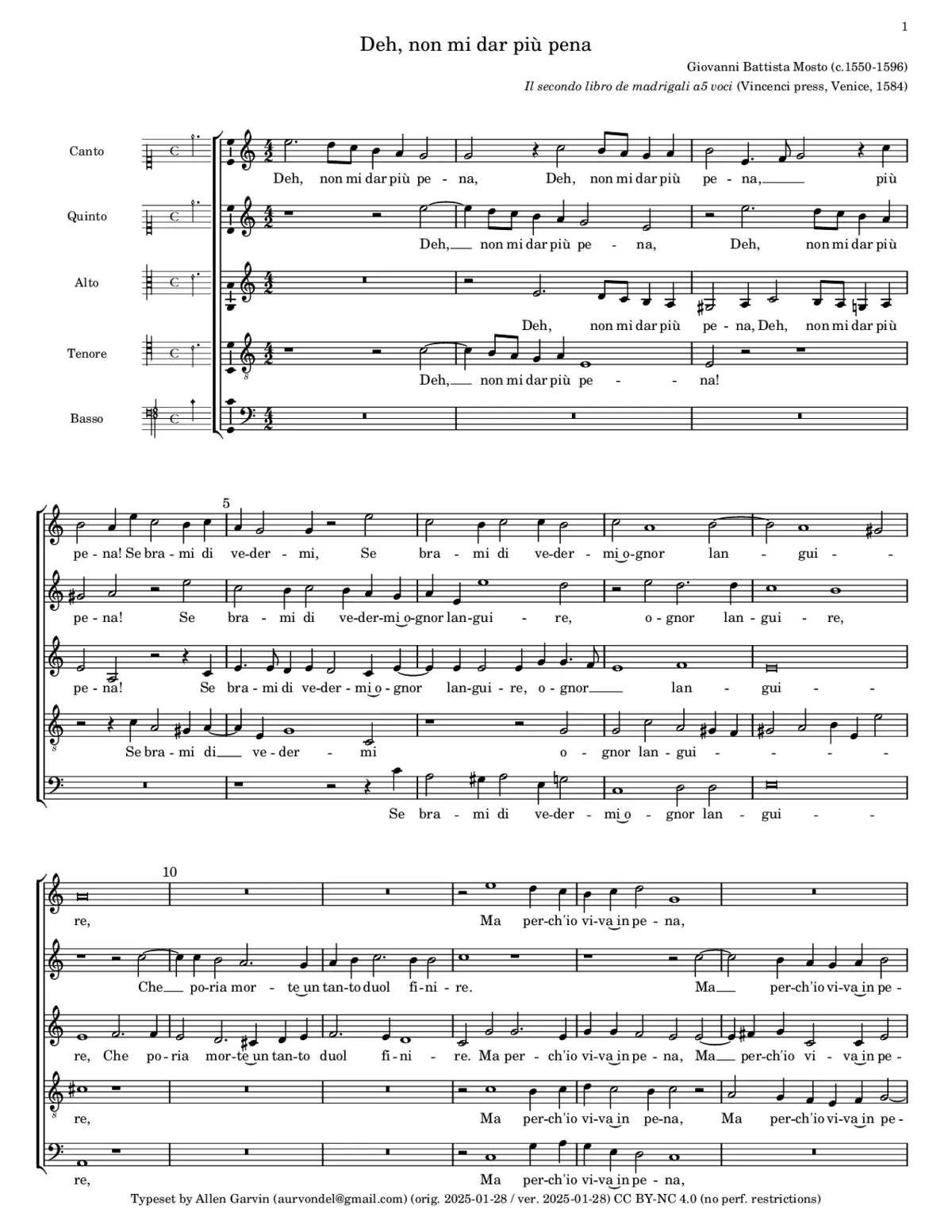 Deh non mi dar piu pena - Page 1