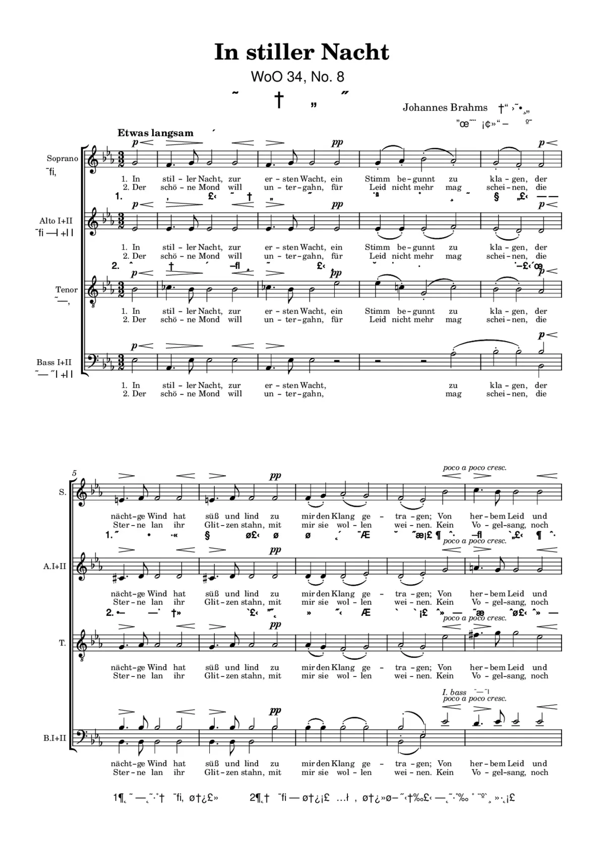 In stiller Nacht, 26 Deutsche Volkslieder, No. 8 - Page 1