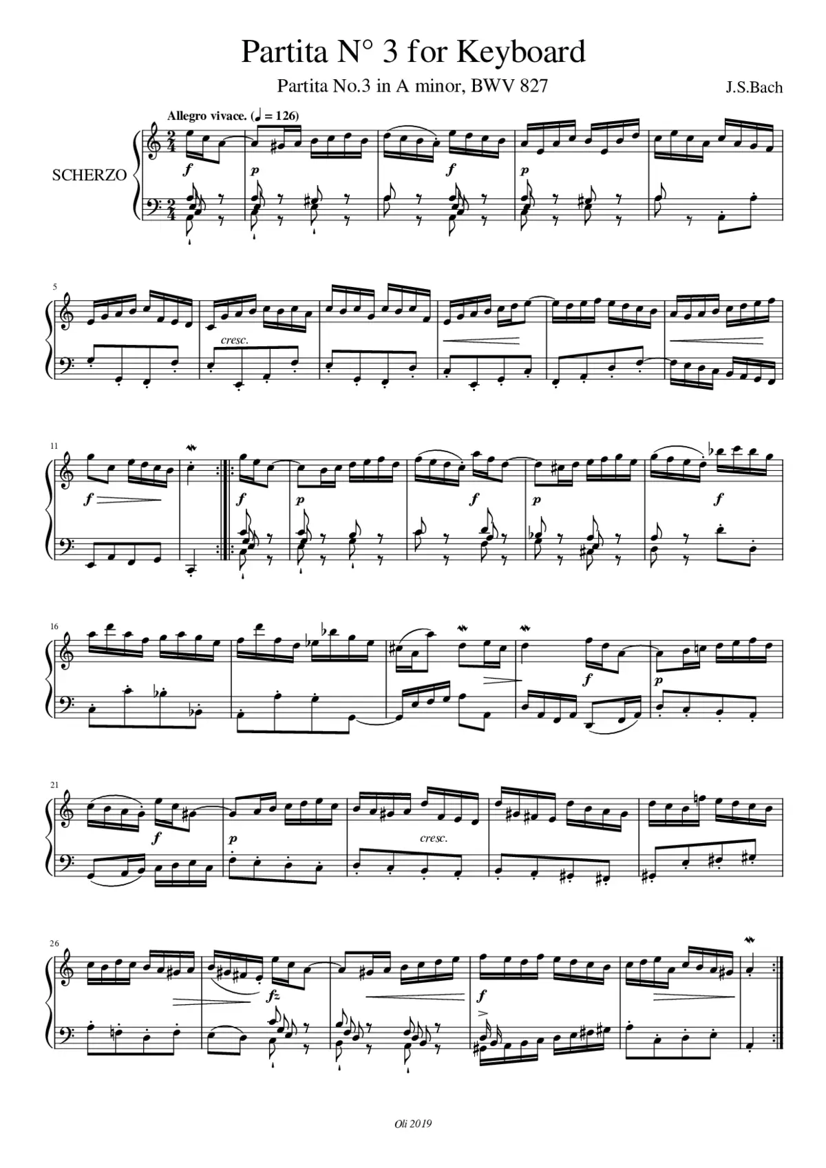 Partita in A minor BWV 827 - Page 1