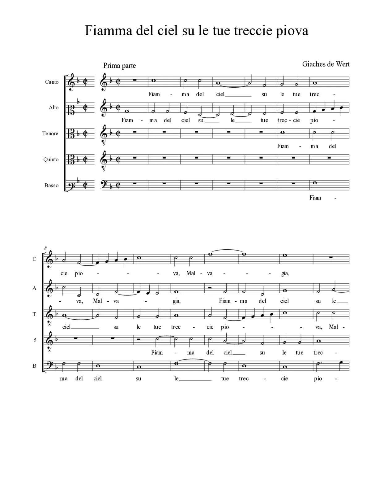 Fiamma del ciel su le tue treccie piova - Page 1
