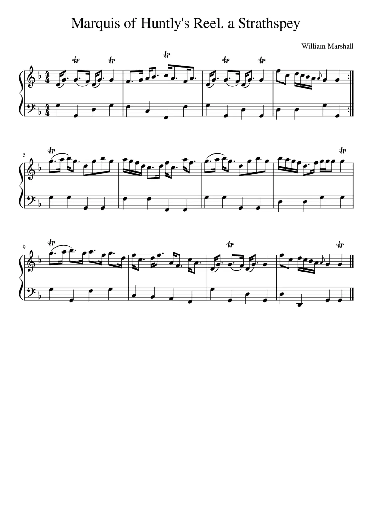 Marquis of Huntly's Reel. a Strathspey - Page 1