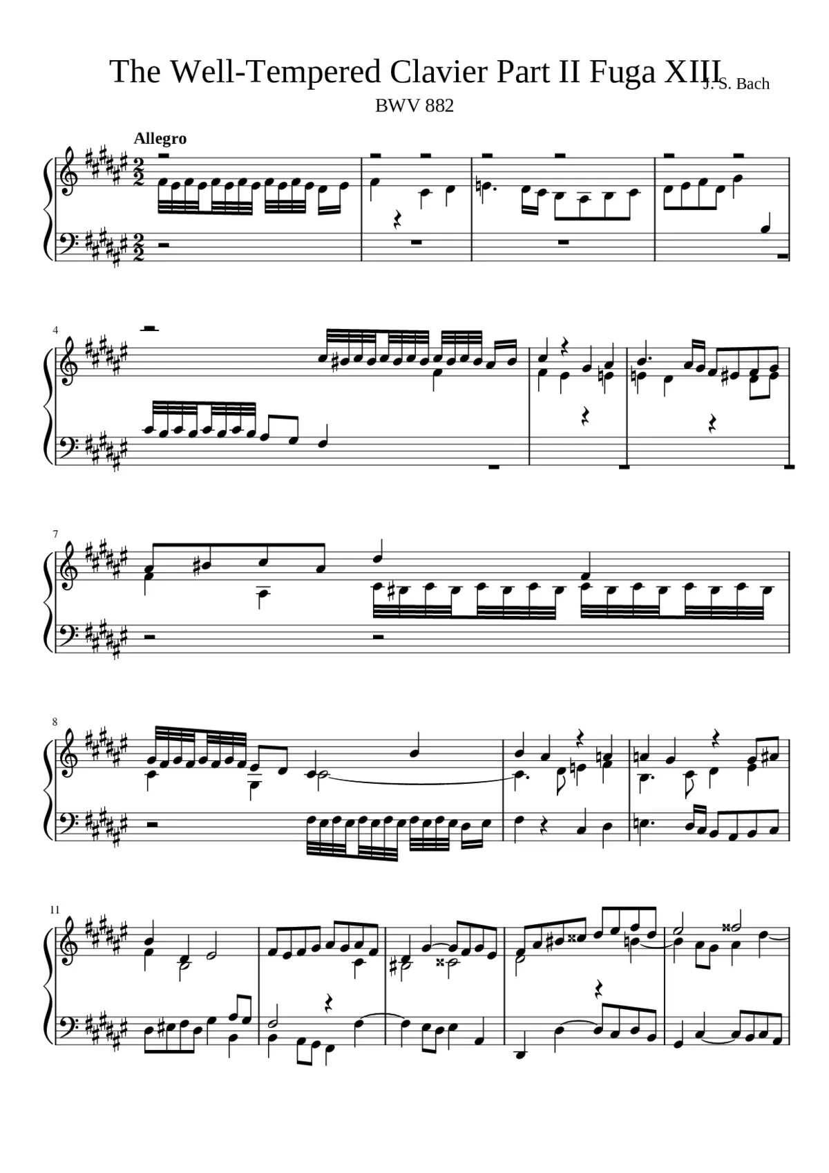 Prelude and Fugue in F-sharp major BWV 882 - Page 1