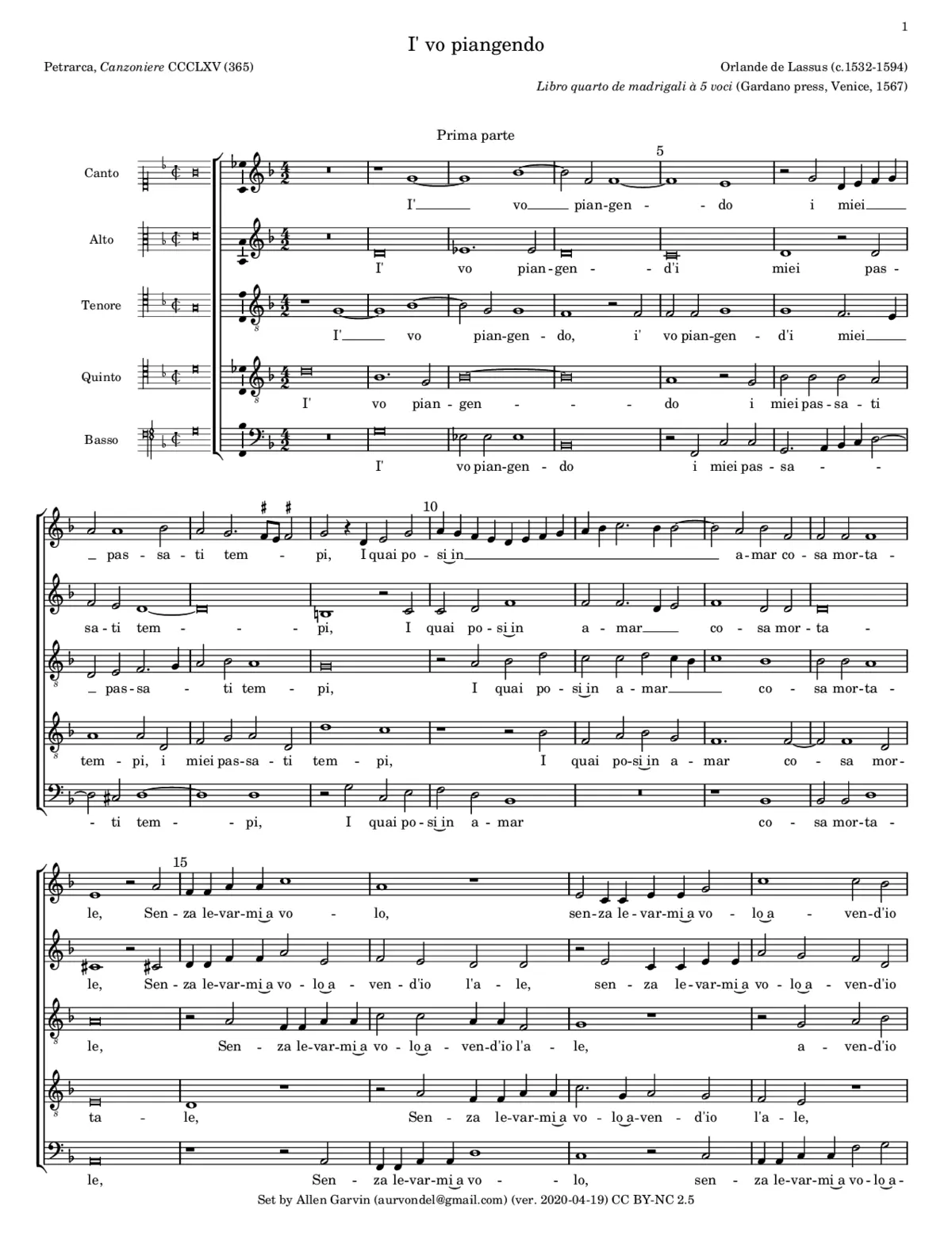 I vo piangendo i miei passati tempi - Page 1