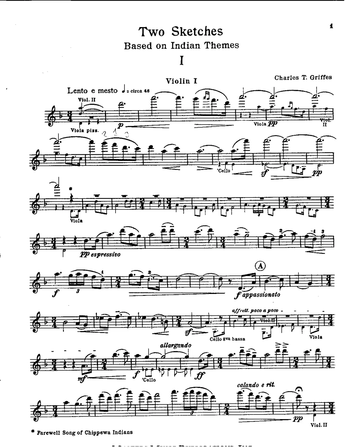2 Sketches for String Quartet based on Indian themes, A.99 - Page 1