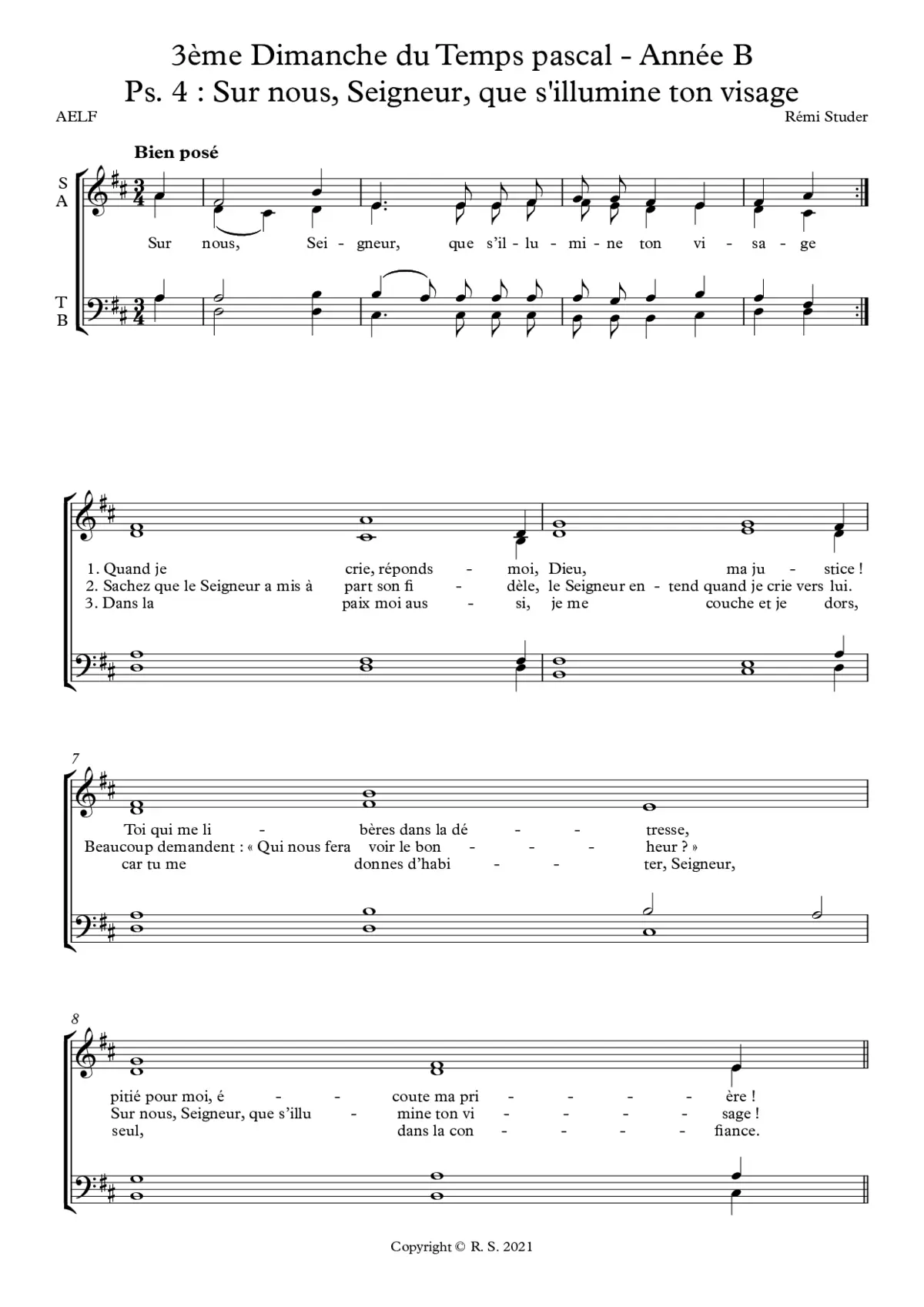B - Temps pascal 3 - Ps. 4 - Sur nous Seigneur - Page 1