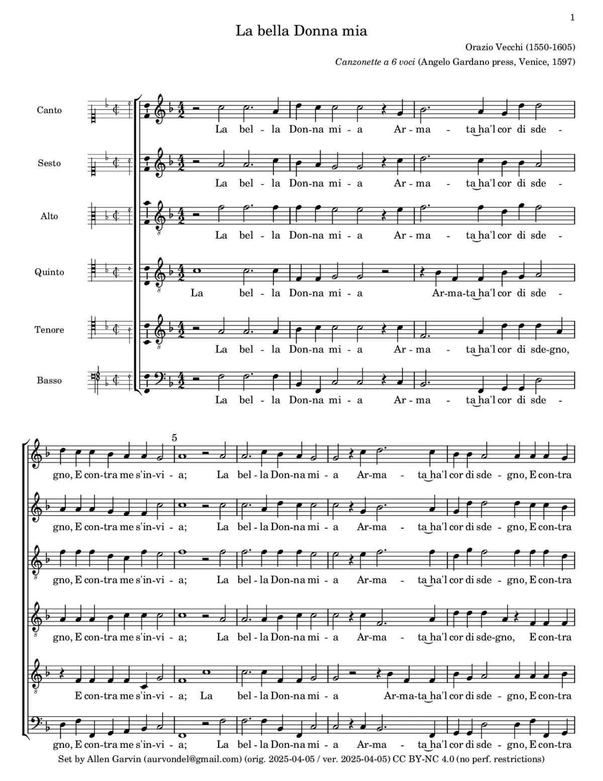 La bella Donna mia - Page 1
