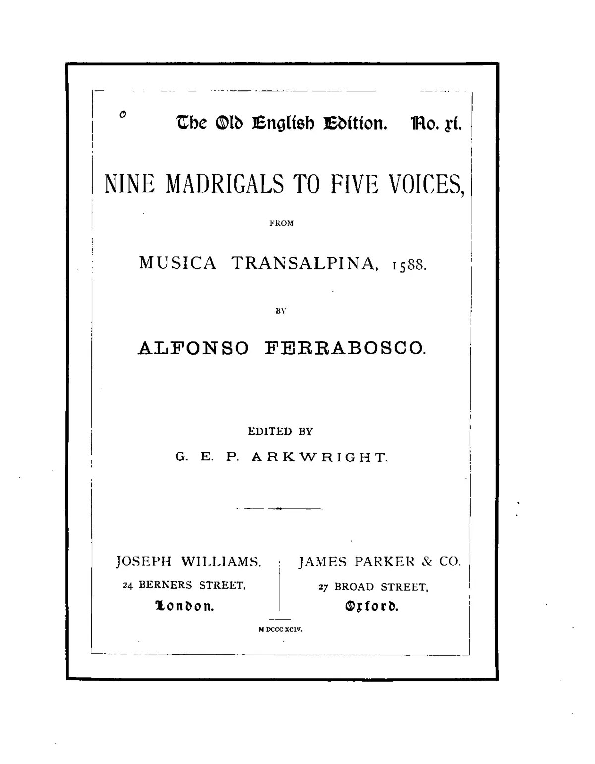 14 Madrigals from Musica Transalpina - Page 1
