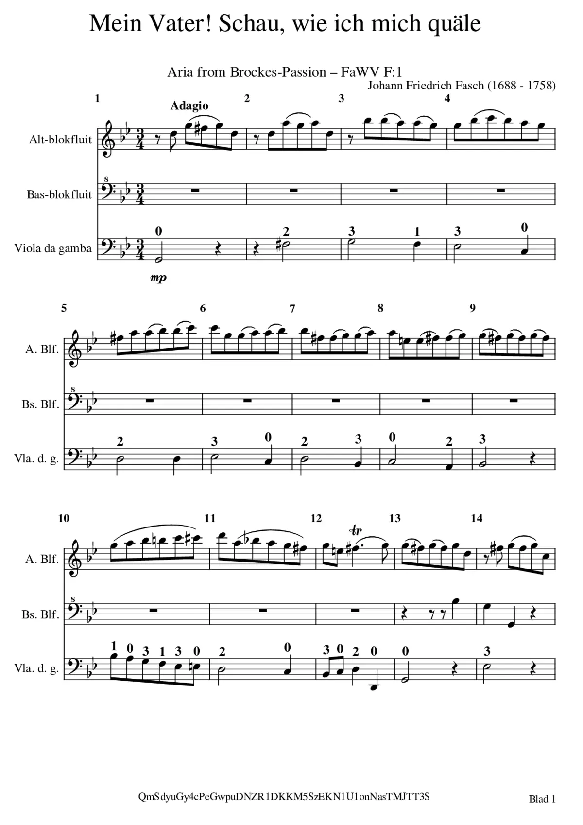 Mein Vater! Schau wie ich mich quäle Aria from Brockes-Passion FaWV F:1 Johann Friedrich Fasch - Page 1